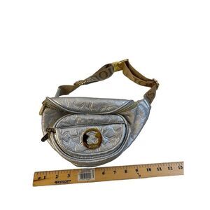 Tous Silver Gold Beige Fanny Pack leather crossbody 12"x6"